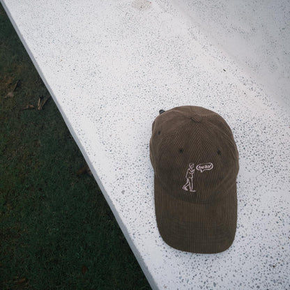 
Brown cap with a logo on a white surface, pedestrian coffee, human, hello
